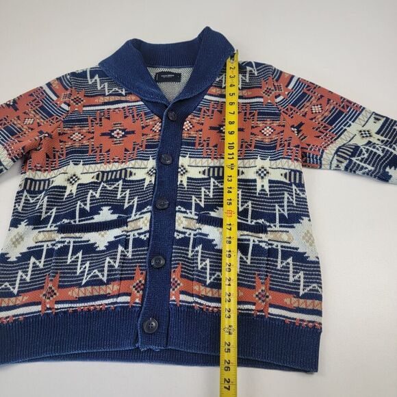 Lucky Brand Southwestern Print Shawl Cardigan Aztec Tribal Mens L Chunky Heavy - Picture 6 of 14